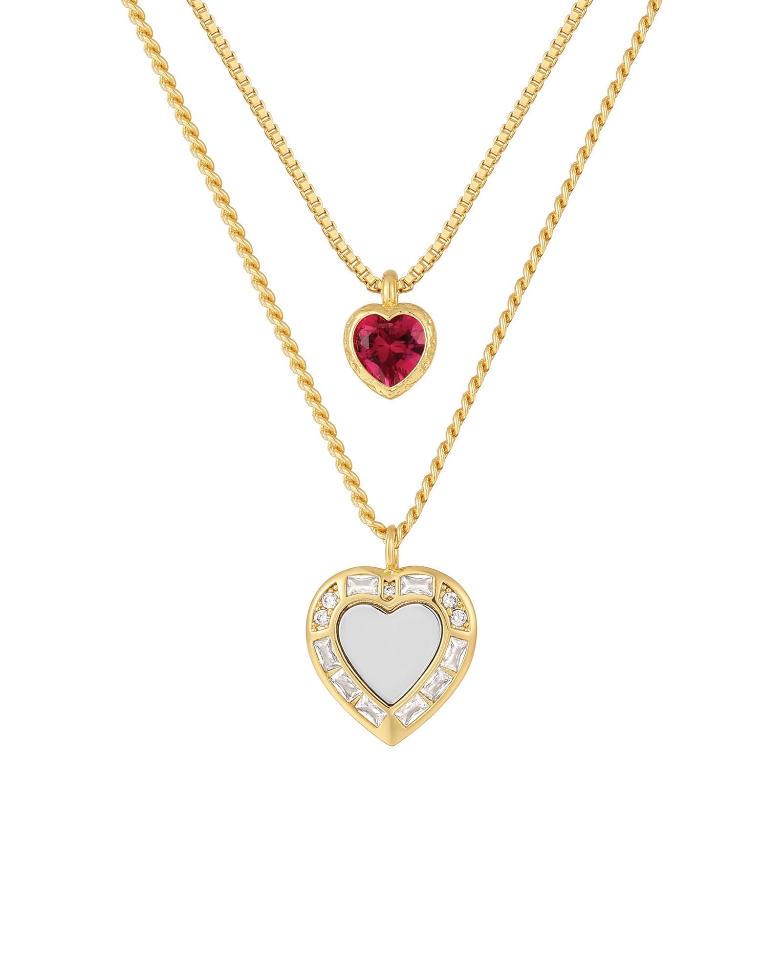 Double Heart Charm Necklace