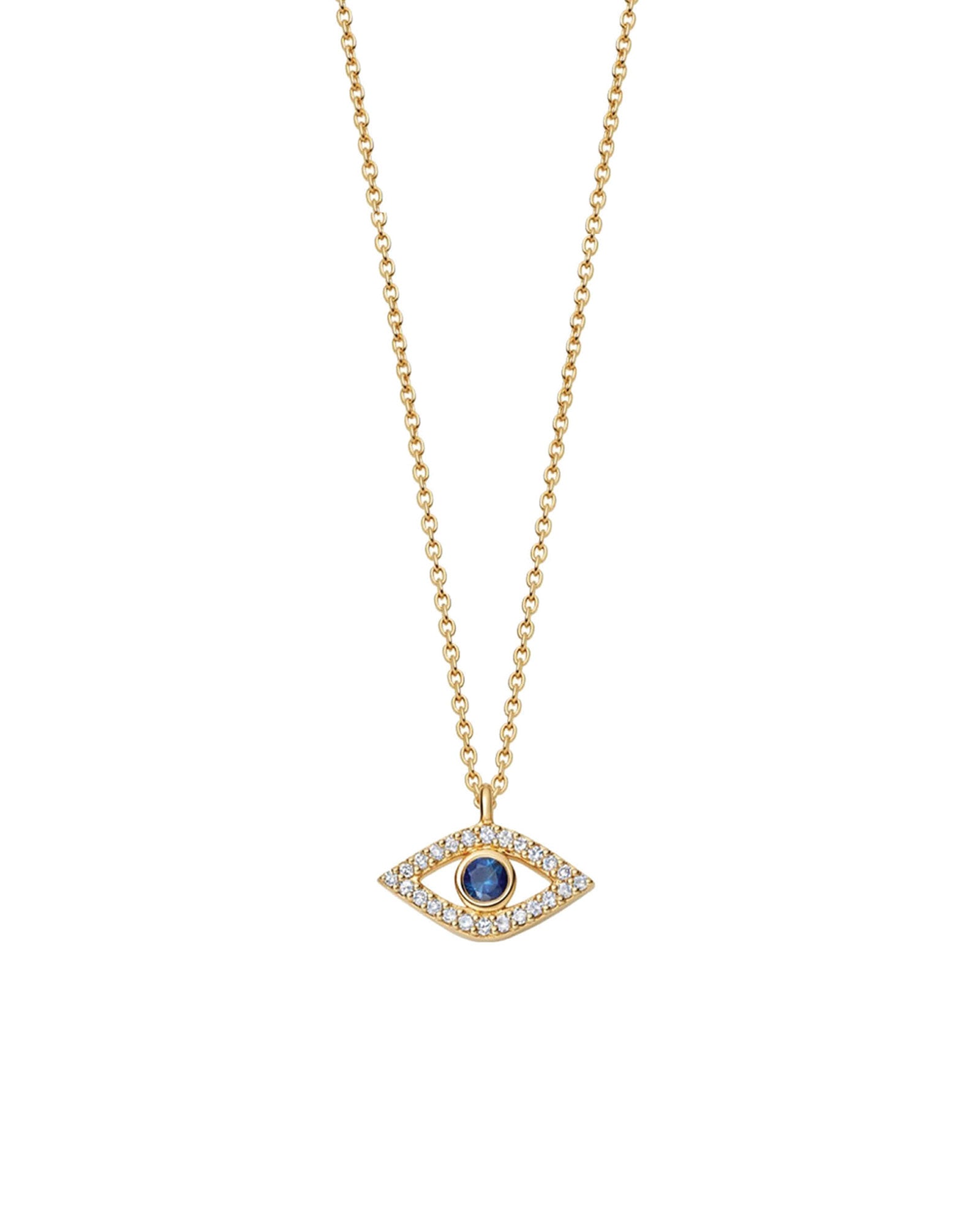 CUBIC ZIRCONIA EVIL EYE NECKLACE IN 14K YELLOW GOLD - Pendant