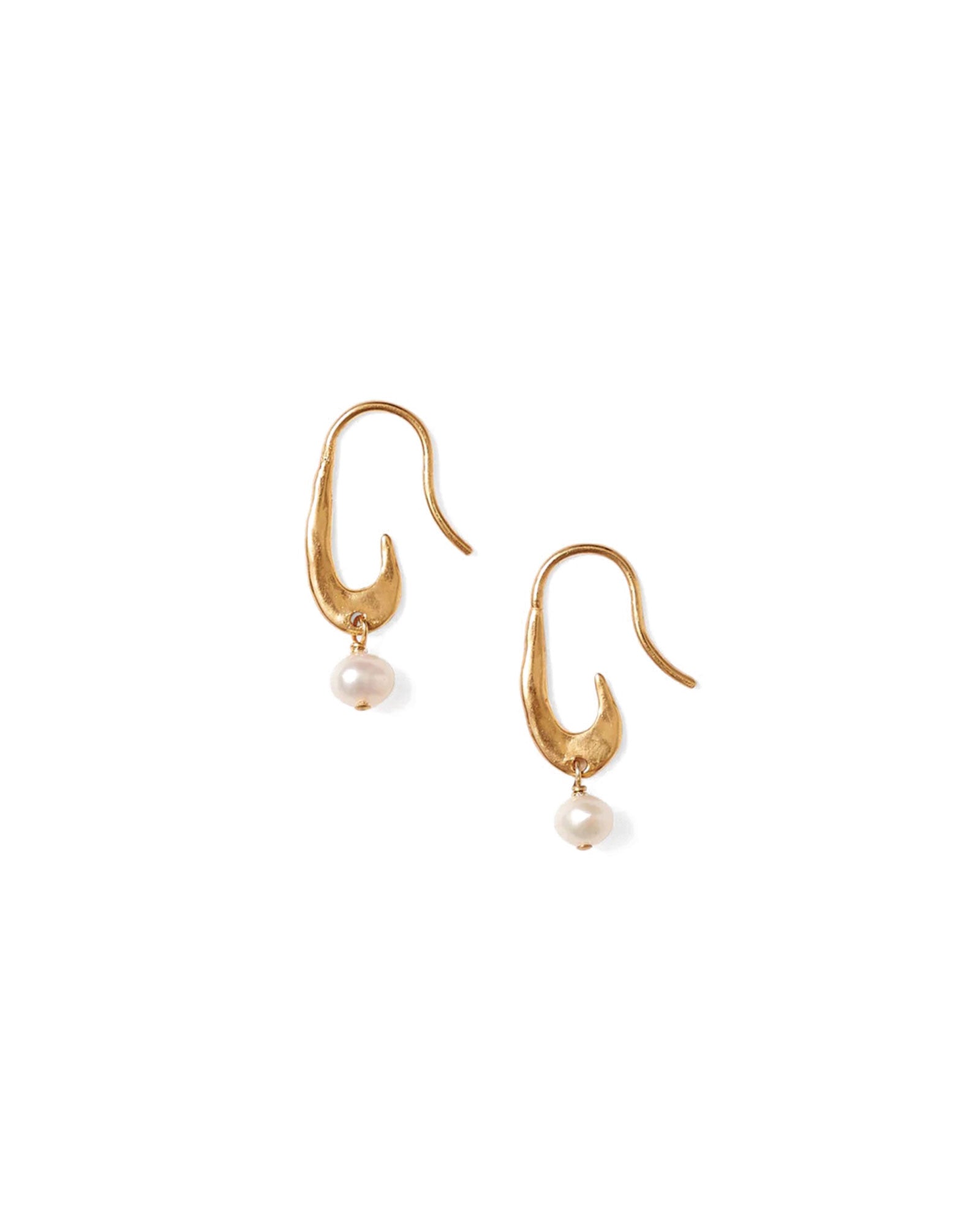 Chan Luu Gala Mini Pearl Crescent Earrings 18k Gold Vermeil