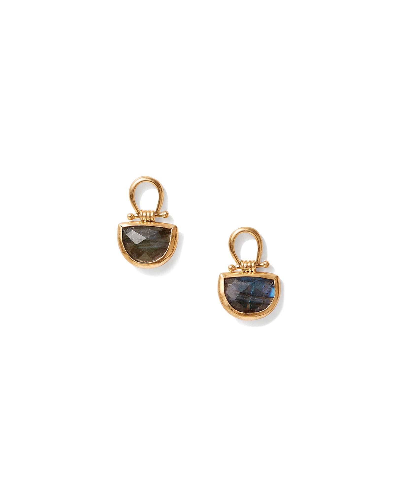 Chan Luu Luna Studs 18k Gold Vermeil Labradorite Blue Ruby