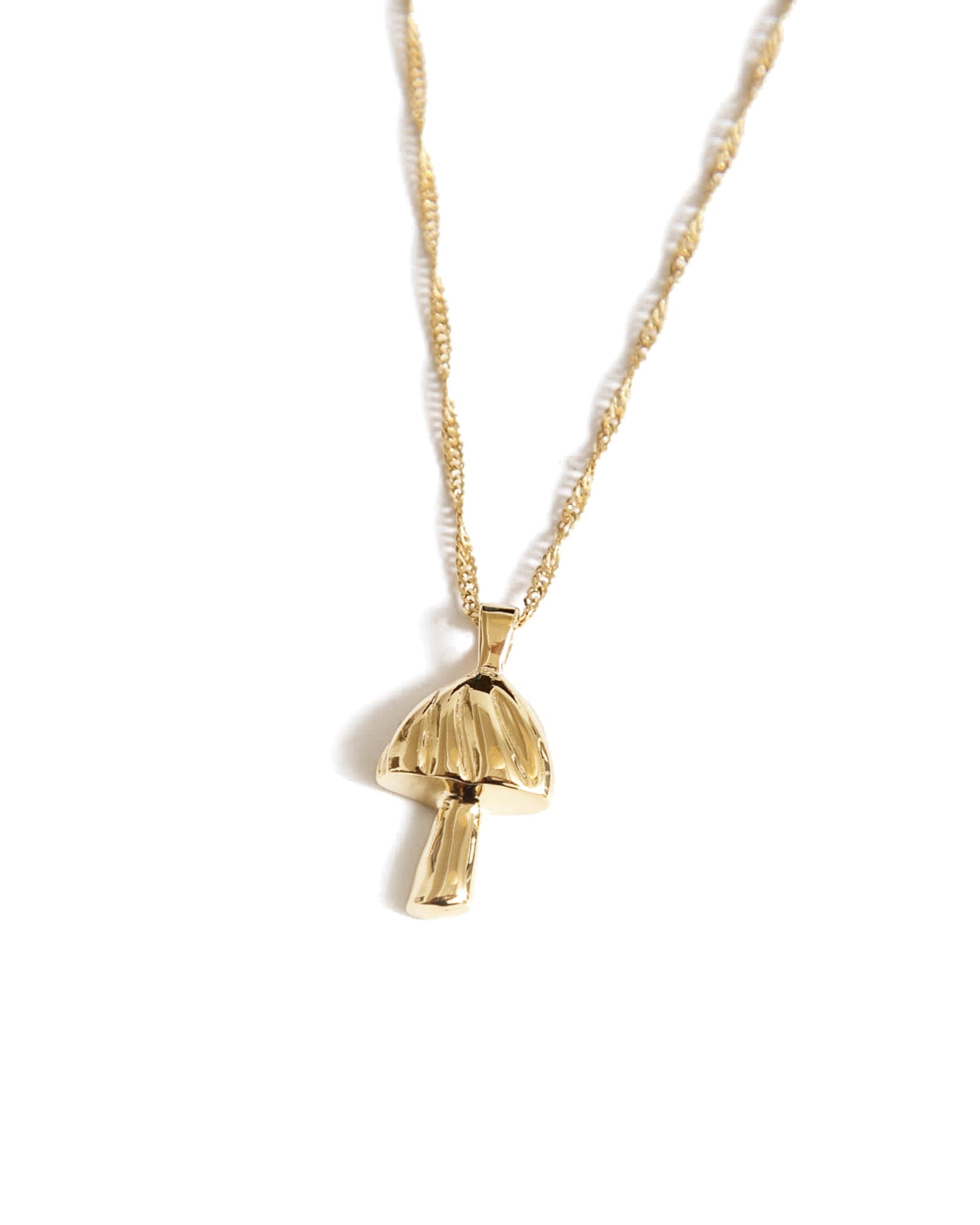 Wolf Circus Mushroom Charm Necklace Gold Plated, 14k Gold-fill