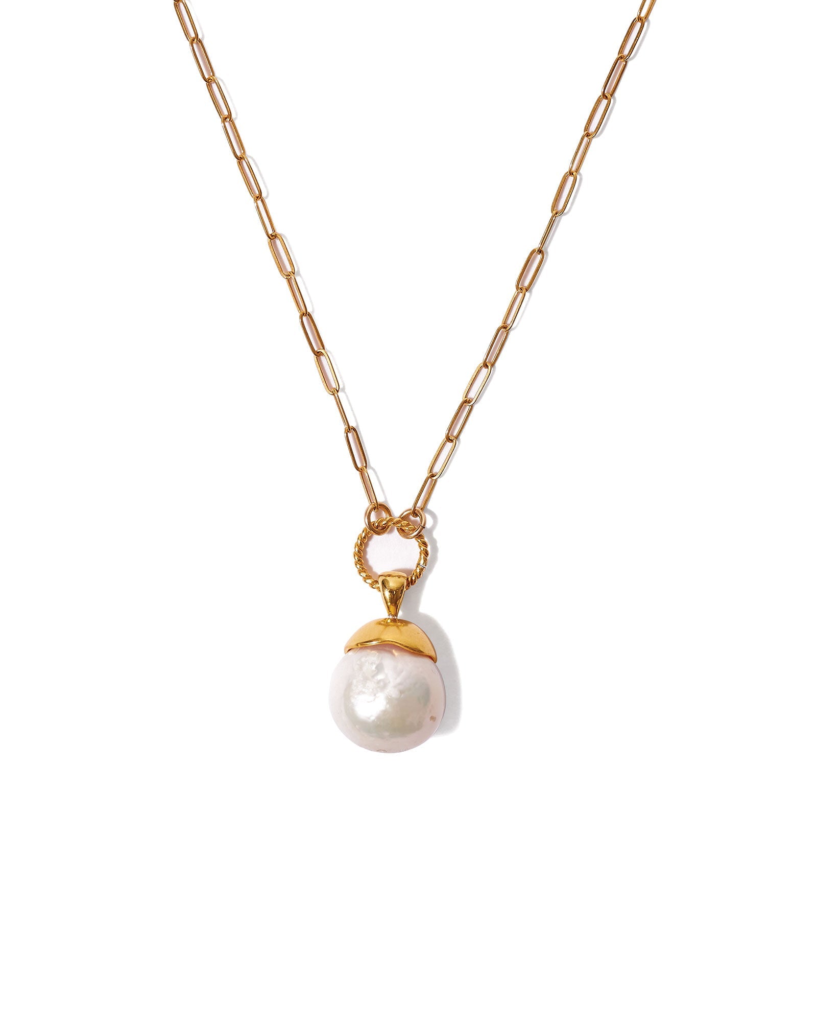 Chan Luu Pearl Pendant Necklace 18k Gold Vermeil Blue Ruby