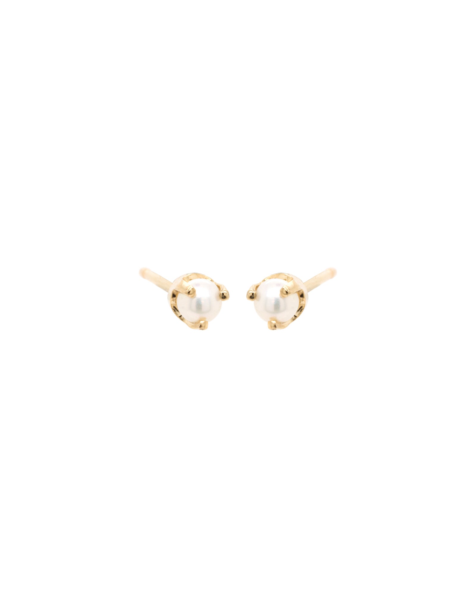 Zoe Chicco Prong Set Pearl Studs 14k Yellow Gold, Freshwater Pearl