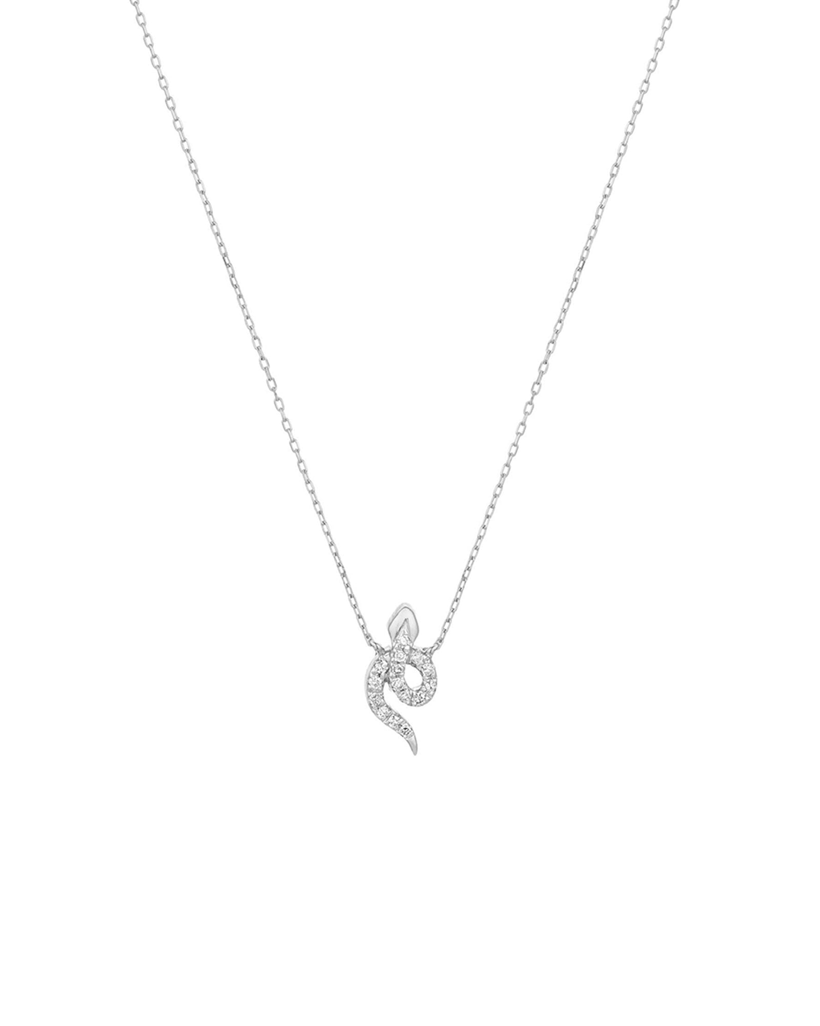 Adina Reyter Tiny Pavé Snake Necklace - Silver, Diamond | Blue ...