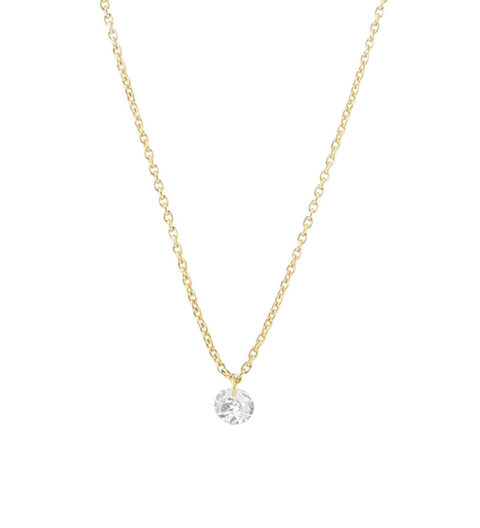 Quiet Icon-1 Floating CZ Necklace-Necklaces-14k Gold Vermeil, Cubic Zirconia-Blue Ruby Jewellery-Vancouver Canada