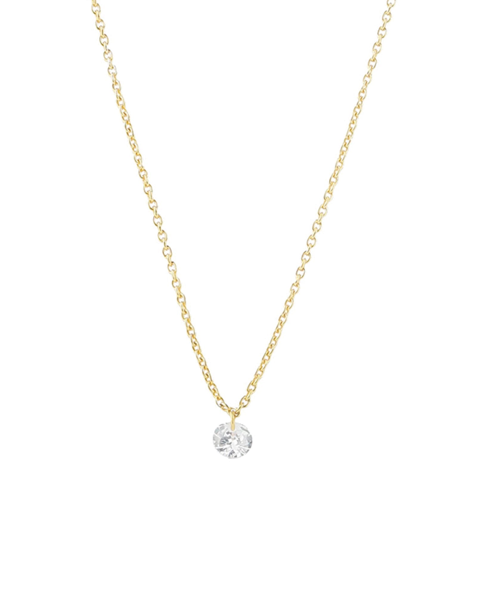 Quiet Icon-1 Floating CZ Necklace-Necklaces-14k Gold Vermeil, Cubic Zirconia-Blue Ruby Jewellery-Vancouver Canada