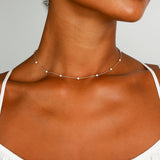 Quiet Icon-10 Pearl Station Necklace-Necklaces-14k Gold Vermeil, White Pearl-Blue Ruby Jewellery-Vancouver Canada