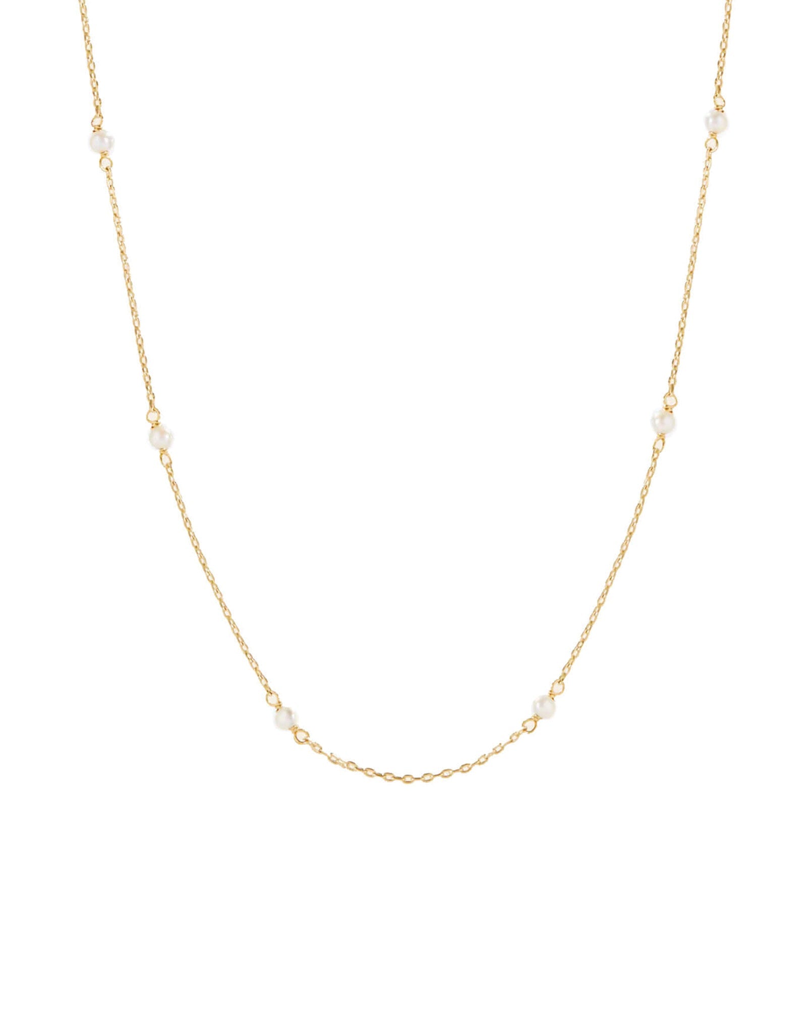 Quiet Icon-10 Pearl Station Necklace-Necklaces-14k Gold Vermeil, White Pearl-Blue Ruby Jewellery-Vancouver Canada