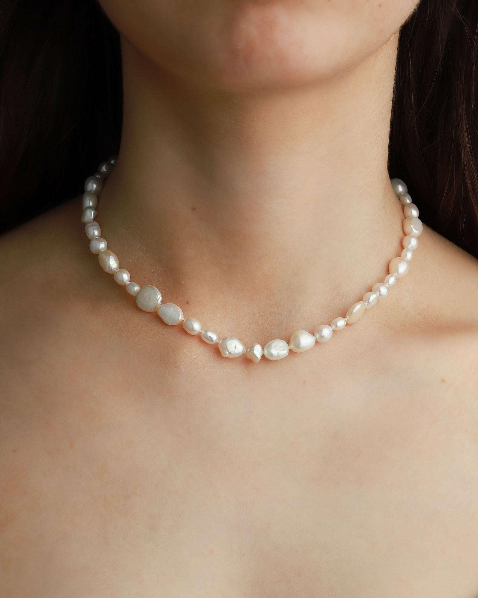 Poppy Rose-15" Mix Pearl Strand Necklace-Necklaces-14k Gold-fill, Freshwater Pearl-Blue Ruby Jewellery-Vancouver Canada