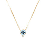 Quiet Icon-2 Round Aquamarine CZ Necklace-Necklaces-14k Gold Vermeil, Cubic Zirconia-Blue Ruby Jewellery-Vancouver Canada