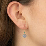 Gem Jar-2 Stone Drop Hooks-Earrings-14k Gold Filled, Chalcedony-Blue Ruby Jewellery-Vancouver Canada