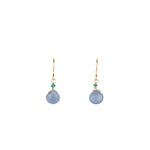 Gem Jar-2 Stone Drop Hooks-Earrings-14k Gold Filled, Chalcedony-Blue Ruby Jewellery-Vancouver Canada