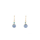 Gem Jar-2 Stone Drop Hooks-Earrings-14k Gold Filled, Chalcedony-Blue Ruby Jewellery-Vancouver Canada