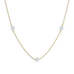 Quiet Icon-3 Floating CZ Necklace-Necklaces-14k Gold Vermeil, Cubic Zirconia-Blue Ruby Jewellery-Vancouver Canada