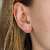 Tashi-3 Leaf Studs-Earrings-Sterling Silver-Blue Ruby Jewellery-Vancouver Canada