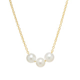 Zoe Chicco-3 Pearl Necklace-Necklaces-14k Yellow Gold, White Pearl-Blue Ruby Jewellery-Vancouver Canada