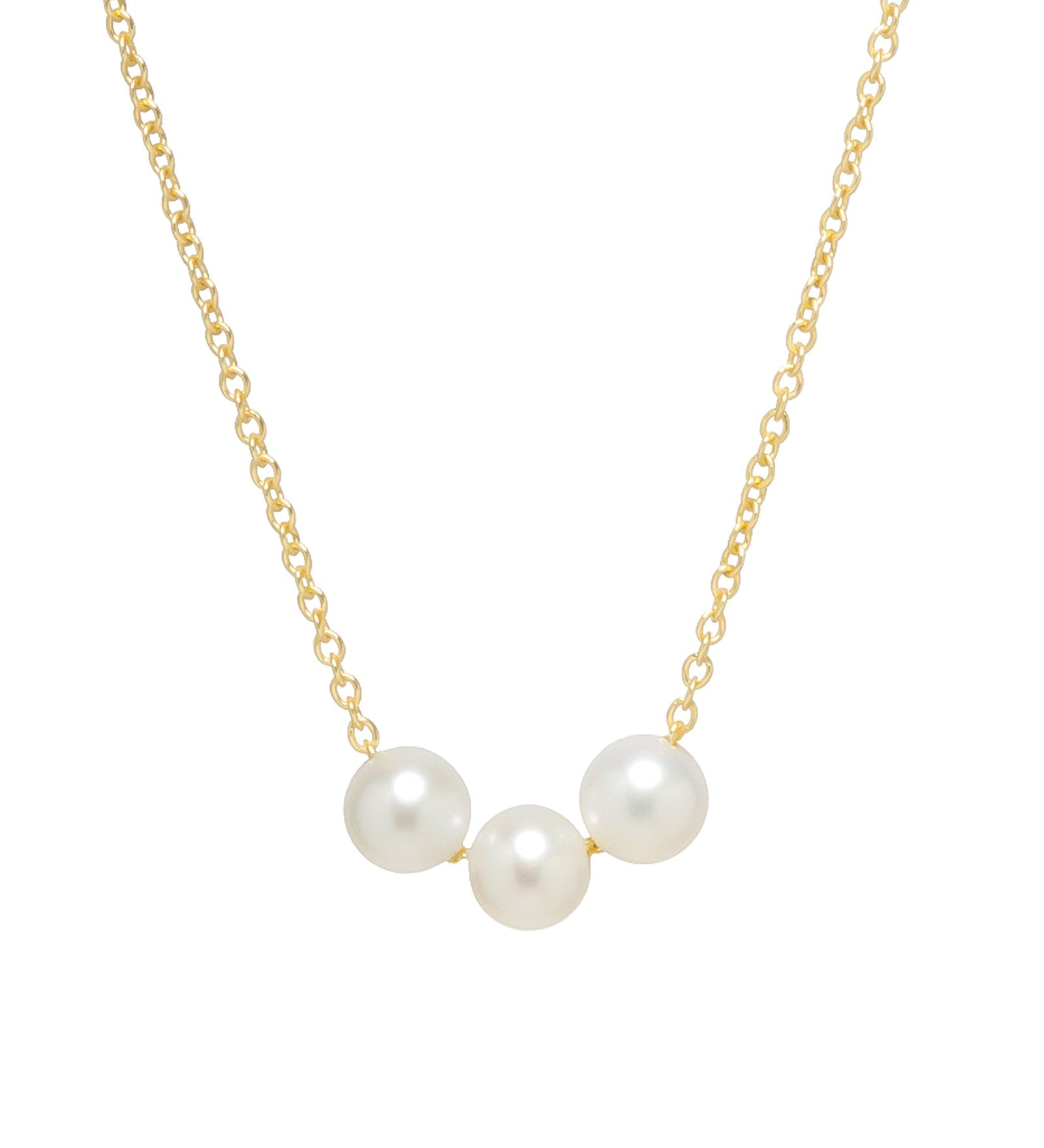 Zoe Chicco-3 Pearl Necklace-Necklaces-14k Yellow Gold, White Pearl-Blue Ruby Jewellery-Vancouver Canada