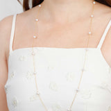 Poppy Rose-32" Pearl Station Necklace-Necklaces-14k Gold Filled, Freshwater Pearls-Blue Ruby Jewellery-Vancouver Canada