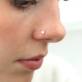 Valley of the Fine-4mm CZ Nose Stud-Body Jewellery-10k White Gold, Cubic Zirconia-Blue Ruby Jewellery-Vancouver Canada