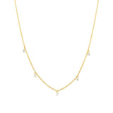 Quiet Icon-5 Floating CZ Necklace-Necklaces-14k Gold Vermeil, Cubic Zirconia-Blue Ruby Jewellery-Vancouver Canada