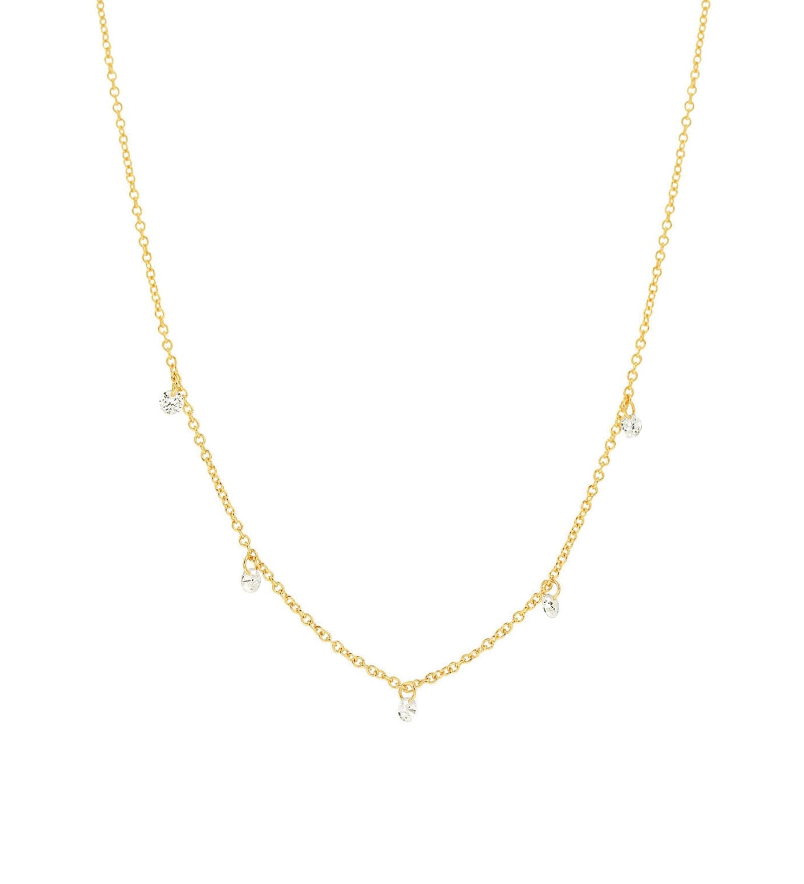 Quiet Icon-5 Floating CZ Necklace-Necklaces-14k Gold Vermeil, Cubic Zirconia-Blue Ruby Jewellery-Vancouver Canada