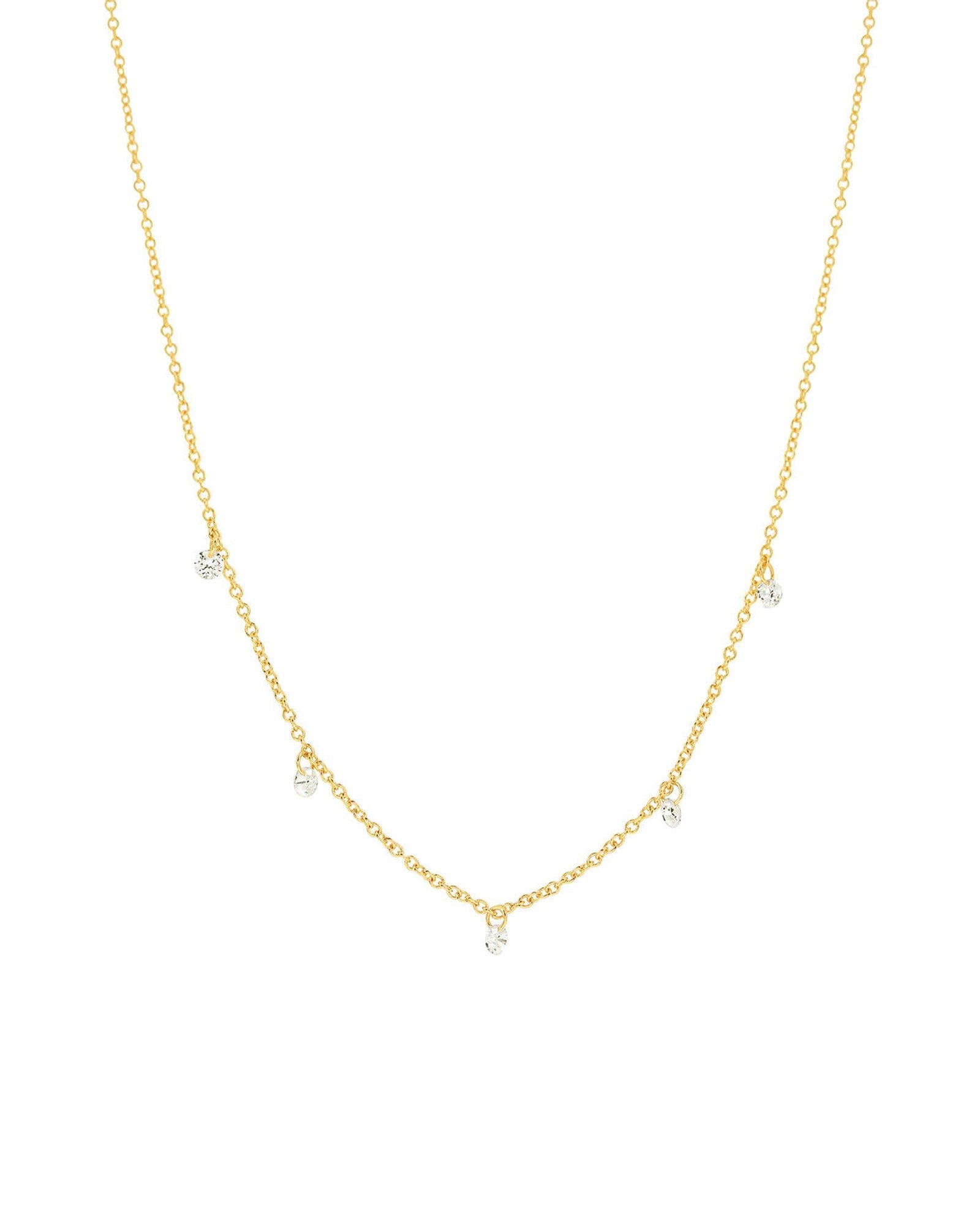 Quiet Icon-5 Floating CZ Necklace-Necklaces-14k Gold Vermeil, Cubic Zirconia-Blue Ruby Jewellery-Vancouver Canada