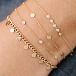 Zoe Chicco-5 Itty Bitty Gold Disc Station Bracelet-Bracelets-14k Yellow Gold-Blue Ruby Jewellery-Vancouver Canada