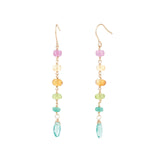 Gem Jar-6 Mixed Stone Drop Hooks-Earrings-14k Gold Filled, Apatite-Blue Ruby Jewellery-Vancouver Canada