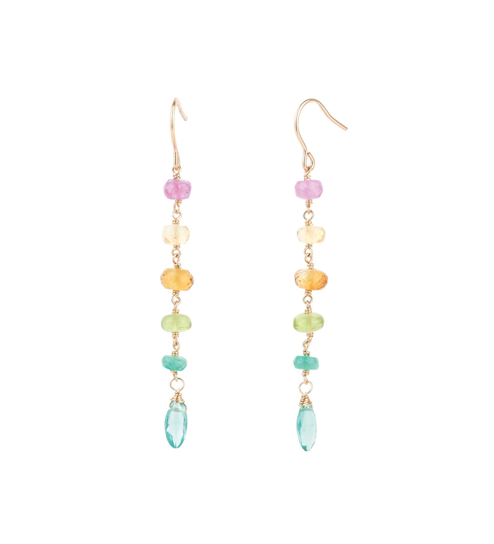 Gem Jar-6 Mixed Stone Drop Hooks-Earrings-14k Gold Filled, Apatite-Blue Ruby Jewellery-Vancouver Canada