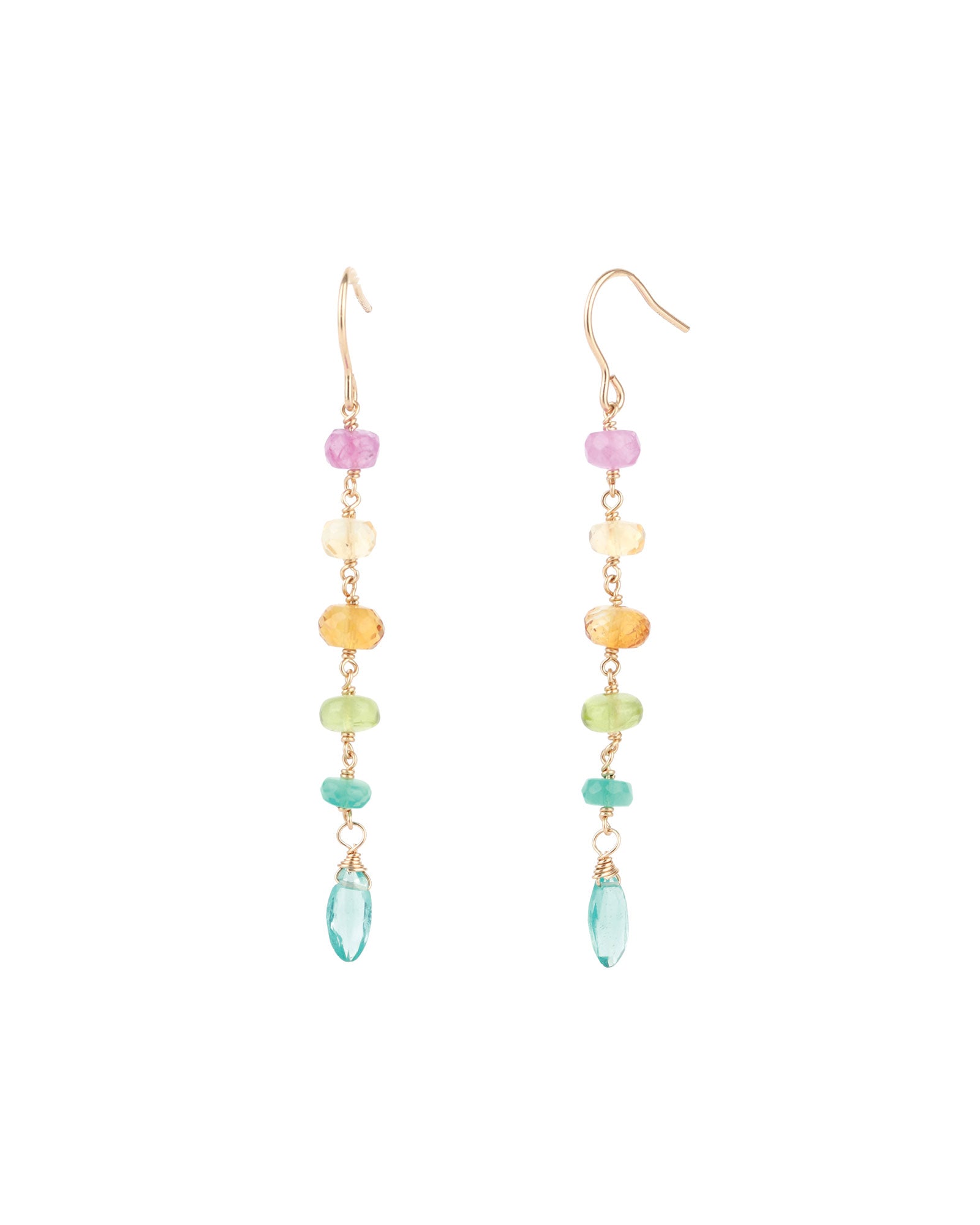 Gem Jar-6 Mixed Stone Drop Hooks-Earrings-14k Gold Filled, Apatite-Blue Ruby Jewellery-Vancouver Canada