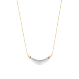 Gold Capped Crescent Lucite Necklace 14k Gold Plated, White Pearl