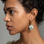 Pansy Petite Lucite Hoop 
Earrings | Lake Pansy 14k Gold Plated, White Pearl