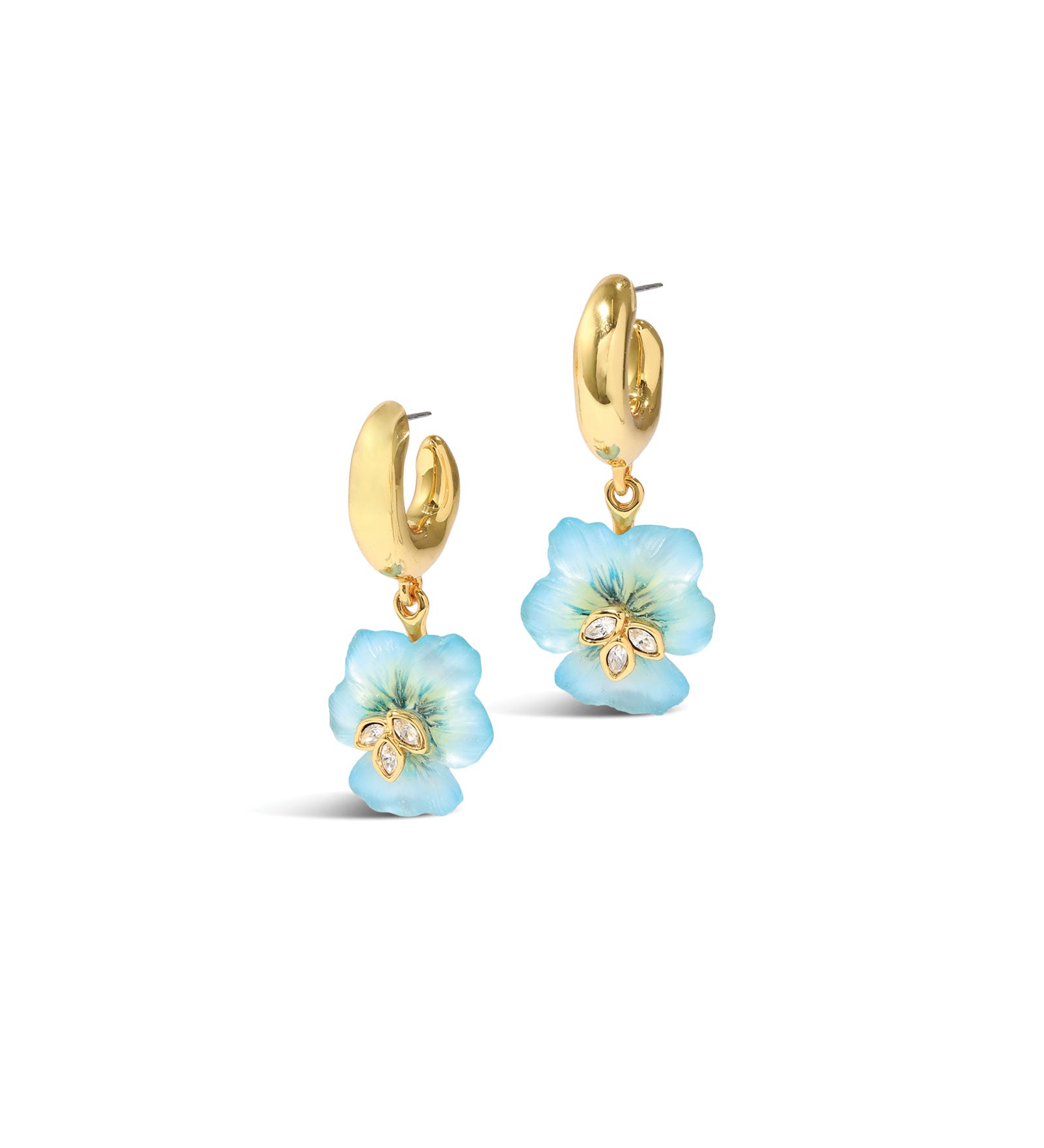 Pansy Petite Lucite Hoop 
Earrings | Lake Pansy 14k Gold Plated, White Pearl