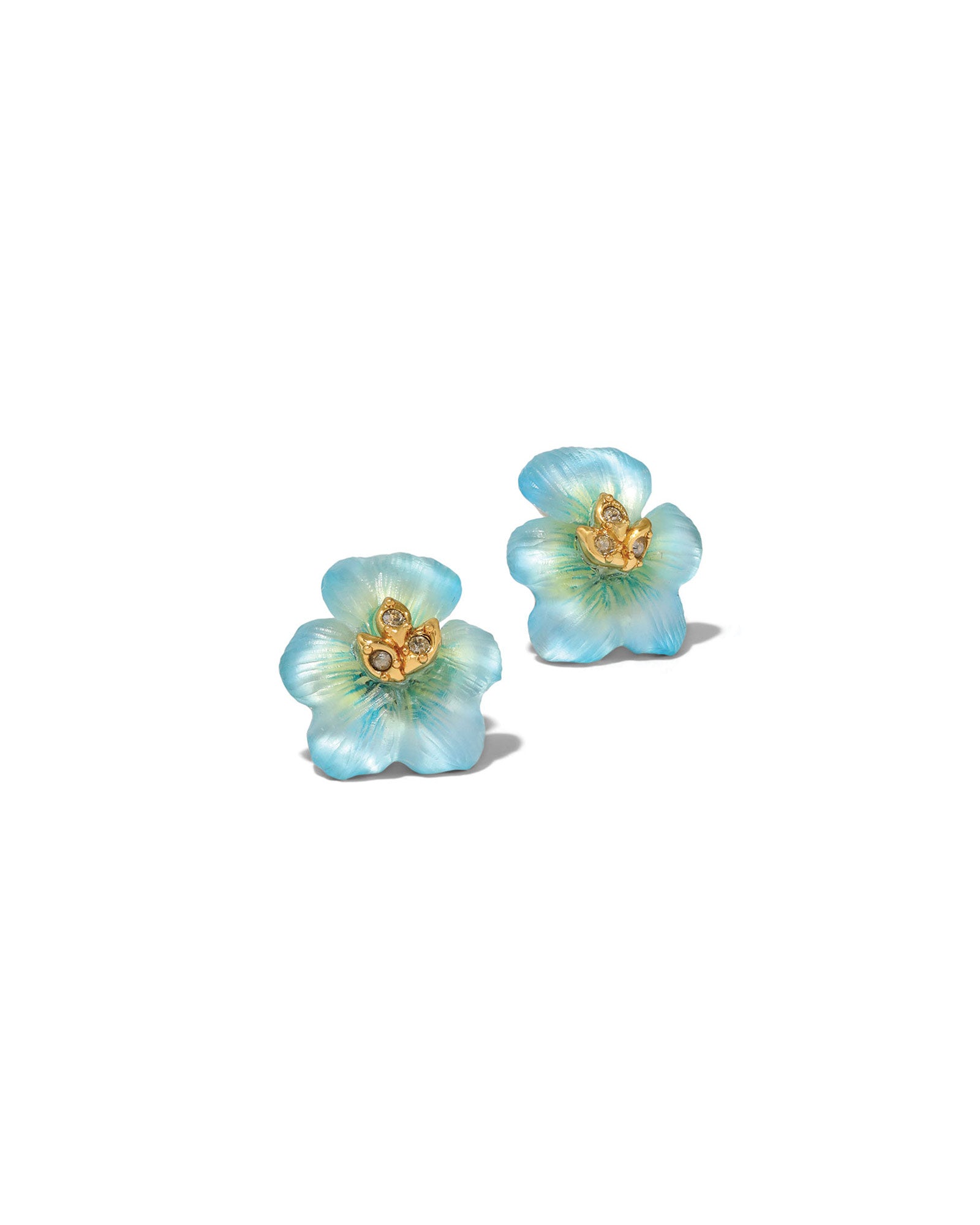 Alexis Bittar-Pansy Lucite Petite Post Earrings | Lake Pansy-Earrings-14k Gold Plated, Blue Lucite-Blue Ruby Jewellery-Vancouver Canada