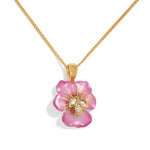 Alexis Bittar-Pansy Lucite Petite Pendant Necklace | Morning Pansy-Necklaces-14k Gold Plated, Pink Lucite-Blue Ruby Jewellery-Vancouver Canada