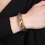 Molton Gold Lucite Hinge Bracelet 14k Gold Plated, Chocolate Lucite