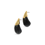 Alexis Bittar-Luminous Lucite Arched Small Post Earrings-Earrings-14k Gold Plated, Black Lucite-Blue Ruby Jewellery-Vancouver Canada