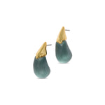 Alexis Bittar-Luminous Lucite Arched Small Post Earrings-Earrings-14k Gold Plated, Teal Lucite-Blue Ruby Jewellery-Vancouver Canada