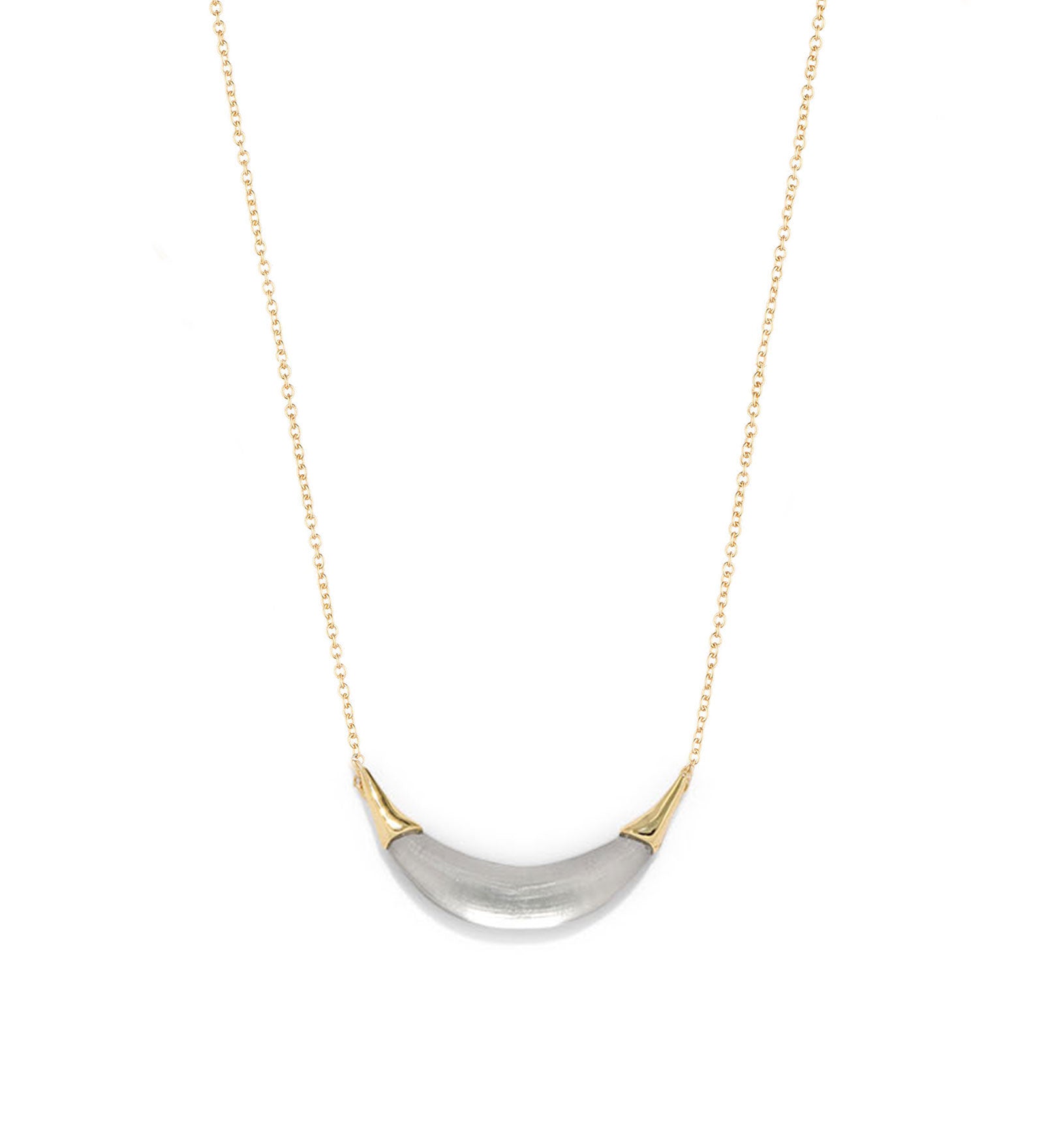 Alexis Bittar-Gold Capped Crescent Lucite Necklace-Necklaces-14k Gold Plated, Pewter Lucite-Blue Ruby Jewellery-Vancouver Canada