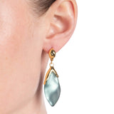 Alexis Bittar-Luminous Lucite Petal Leverback Earrings-Earrings-14k Gold Plated, Teal Lucite-Blue Ruby Jewellery-Vancouver Canada