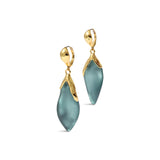 Alexis Bittar-Luminous Lucite Petal Leverback Earrings-Earrings-14k Gold Plated, Teal Lucite-Blue Ruby Jewellery-Vancouver Canada