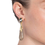 BonBon Crystal Small Teardrop Earrings 14k Gold Plated, Chocolate Lucite