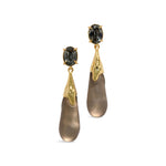 Alexis Bittar-BonBon Crystal Small Teardrop Earrings-Earrings-14k Gold Plated, Chocolate Lucite-Blue Ruby Jewellery-Vancouver Canada