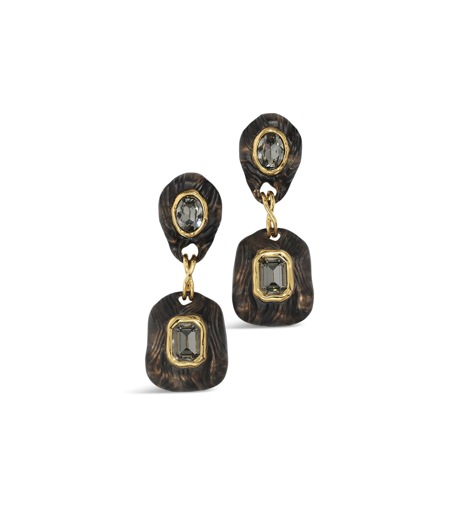 Madera Lucite Drop 
Earrings 14k Gold Plated, Black Lucite