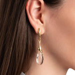 Liquid Lucite Teardrop
Post Earrings 14k Gold Plated Brass, Clear Lucite