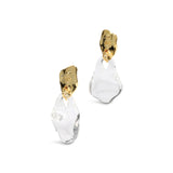 Liquid Lucite Wafer Earrings 14k Gold Plated Brass, Clear Lucite