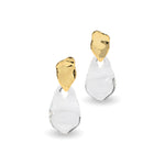 Liquid Lucite Wafer Earrings 14k Gold Plated Brass, Clear Lucite