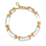 Liquid Lucite
Pillow Link Necklace 14k Gold Plated Brass, Clear Lucite