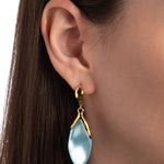 Luminous Lucite Petal
Leverback Earrings 14k Gold Plated Brass, Icy Blue Lucite