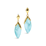 Luminous Lucite Petal
Leverback Earrings 14k Gold Plated Brass, Icy Blue Lucite